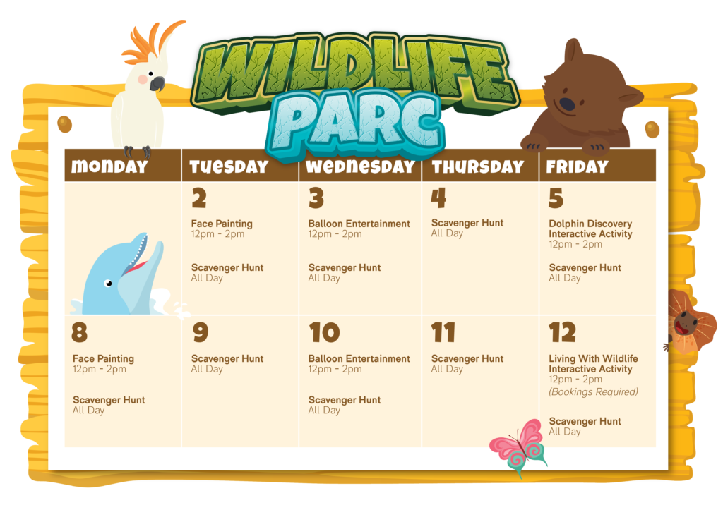 Wildlife PARC School Holidays Activity Calendar